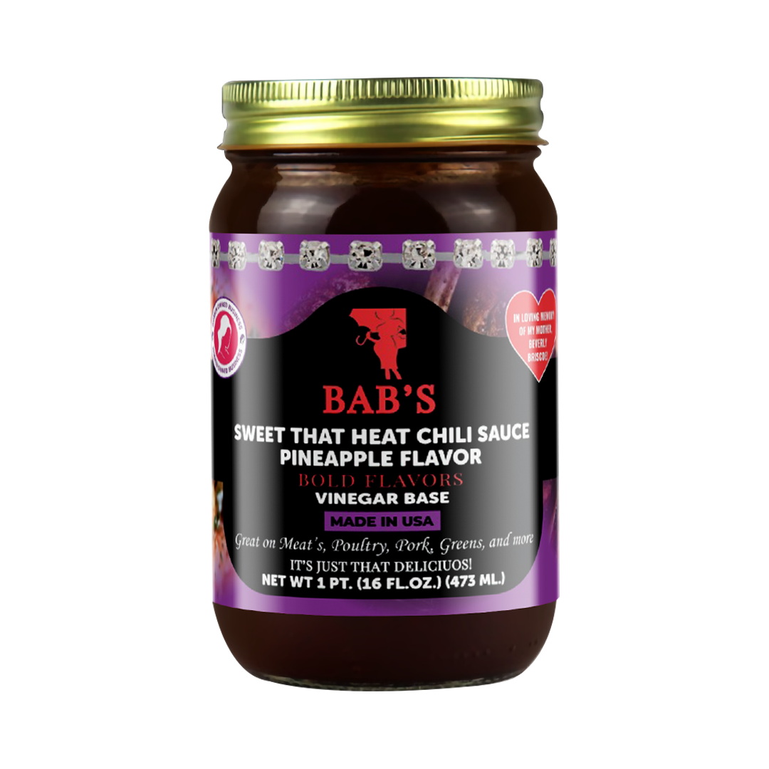 Sweet That Heat Chili Sauce Pineapple Flavor jar with bold flavors and versatile culinary uses.
